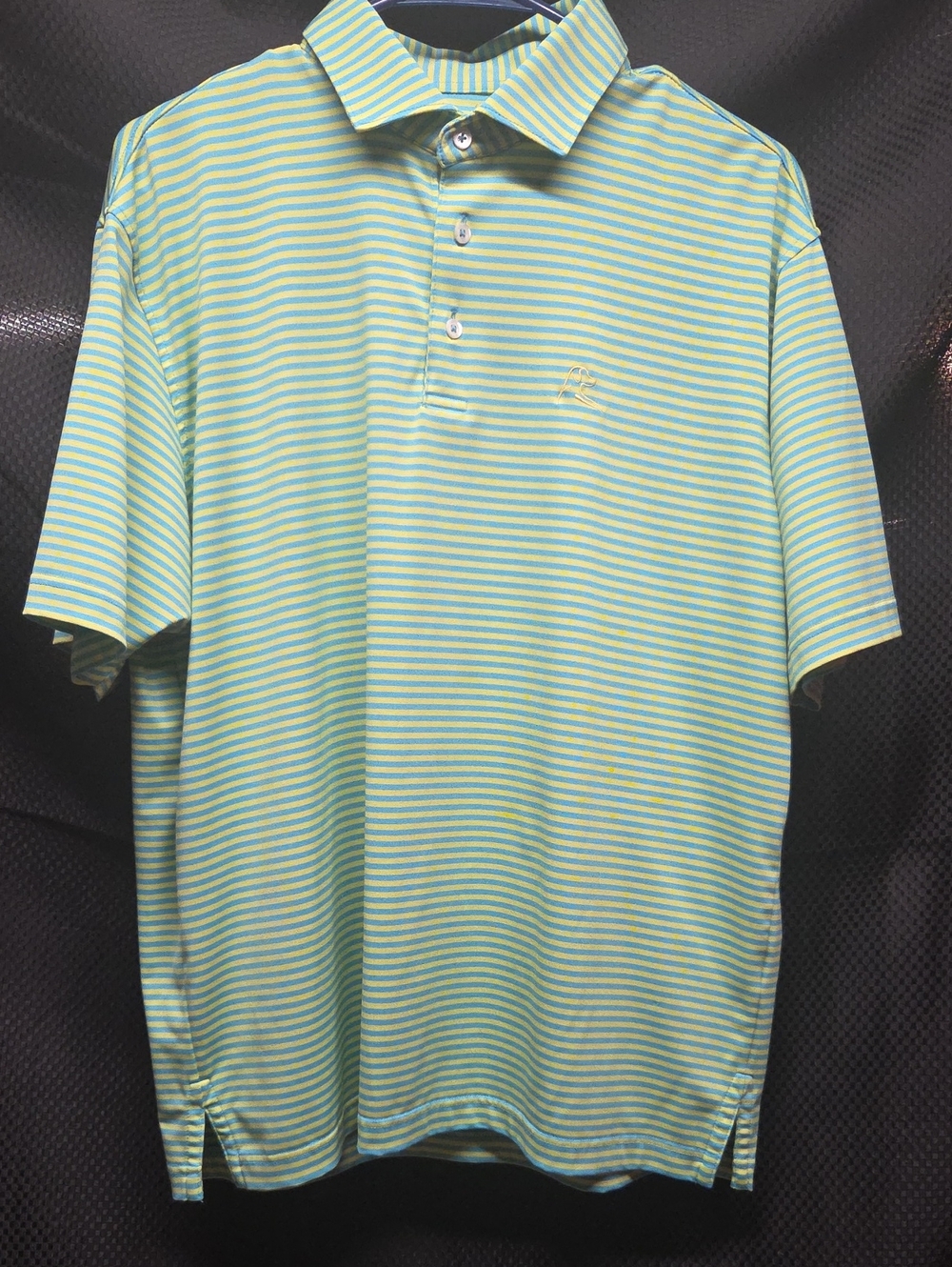 Rhoback Green & Blue Striped Performance Polo And Matching Dog Bandana